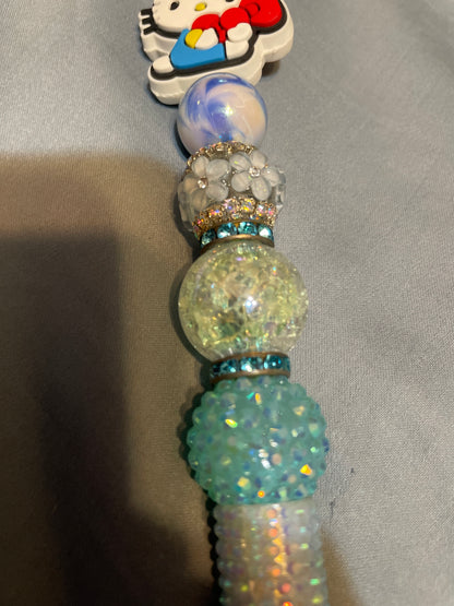 Hello kitty blue and red beaded pen