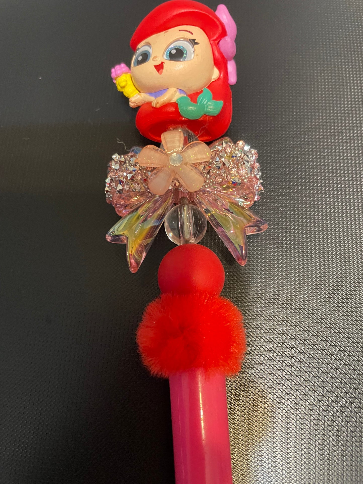 Ariel Beaded Pen — Red with Pink Bow | The Little Mermaid
