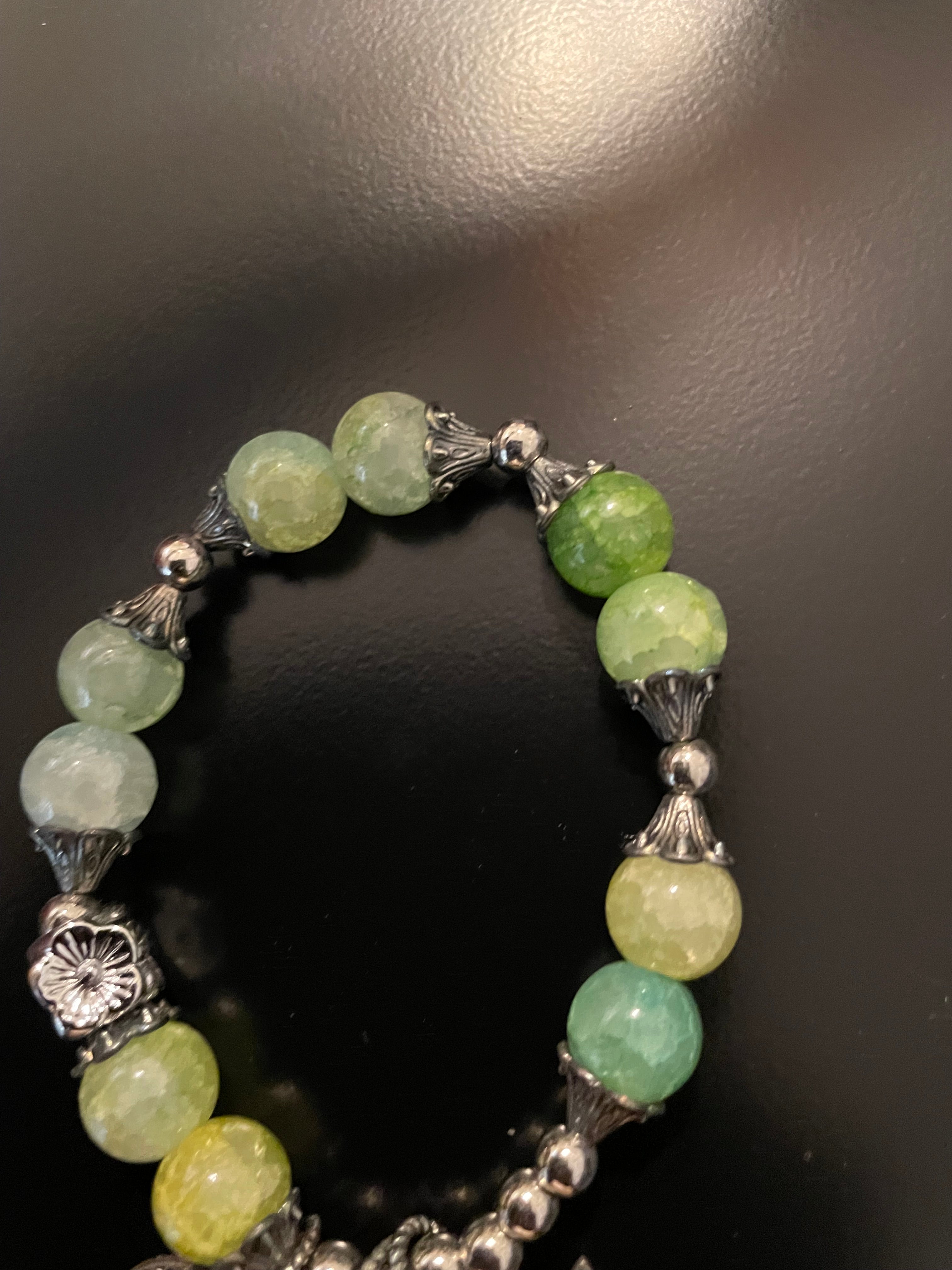 Star and Moon charmed green bracelet