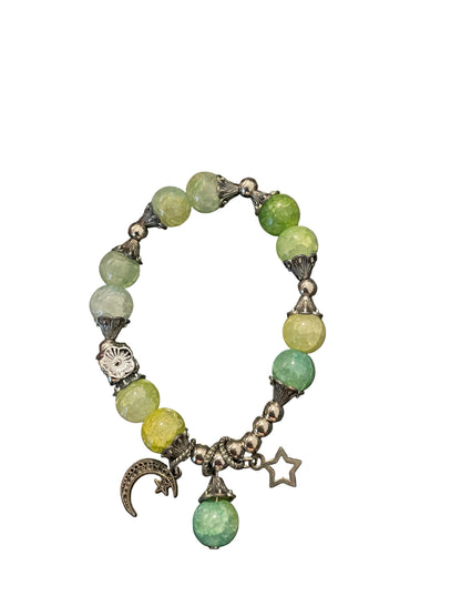 Star and Moon charmed green bracelet