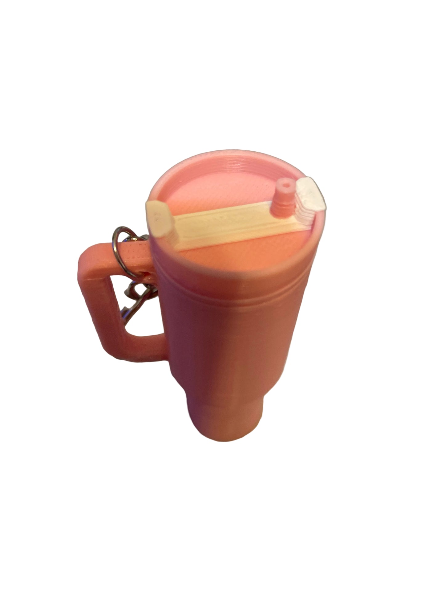 Pink and white tumbler keychain