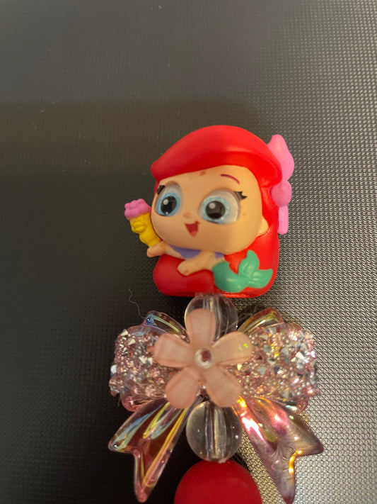 Ariel Beaded Pen — Red with Pink Bow | The Little Mermaid