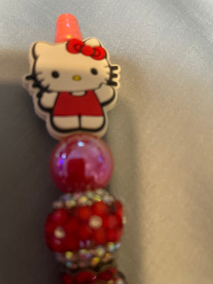 Hello kitty red beaded pen