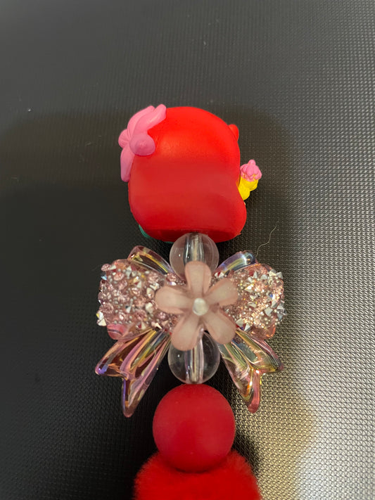 Ariel Beaded Pen — Red with Pink Bow | The Little Mermaid