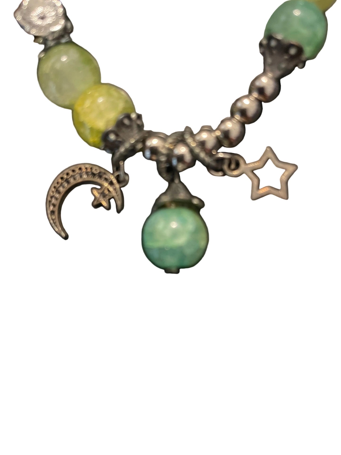 Star and Moon charmed green bracelet