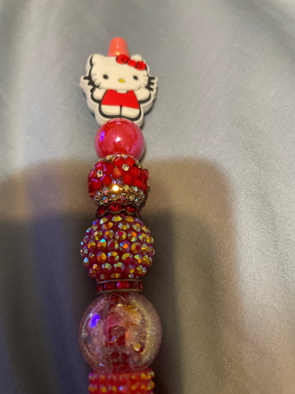 Hello kitty red beaded pen